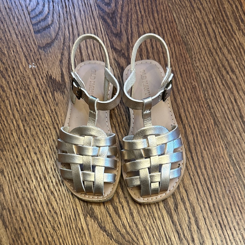 EUC Old Navy Metallic Kids Sandals; 8